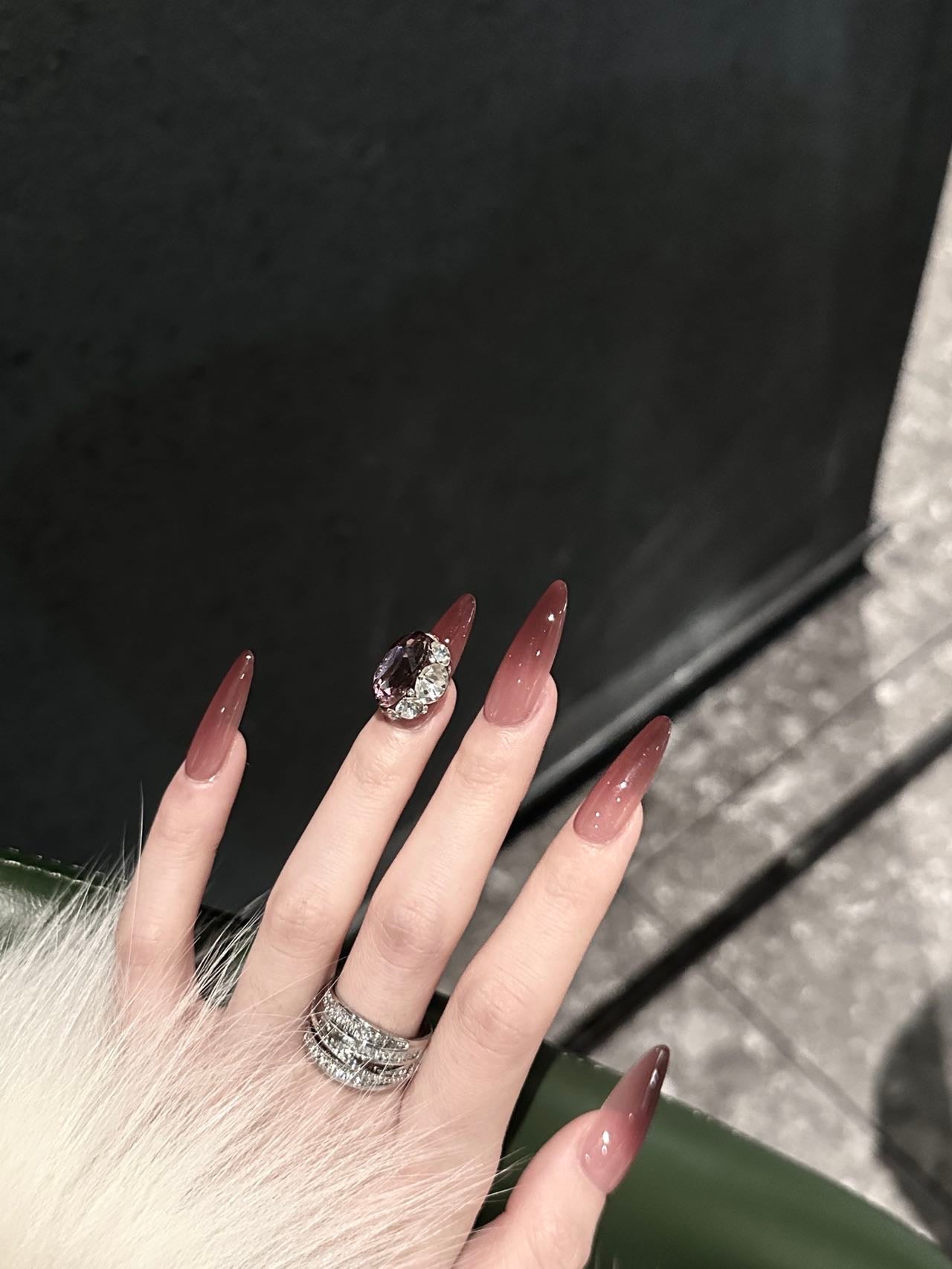 Dark Red Gem Press on Nail