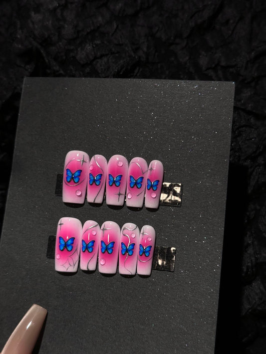 Pink Butterfly Y2K Press On Nail