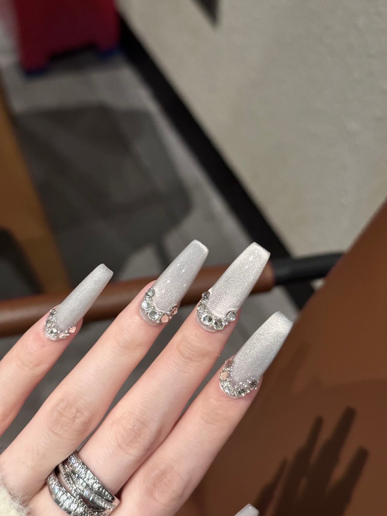 Silver Galaxy Press on Nail