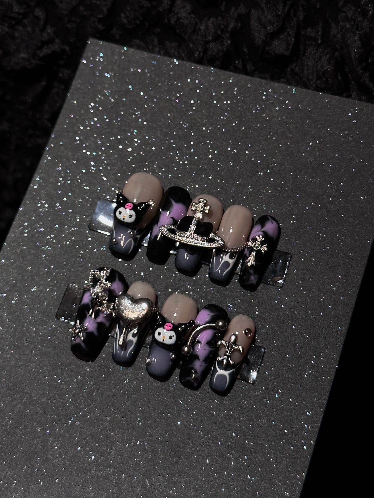 Purple Punk Kuromi Press on Nail