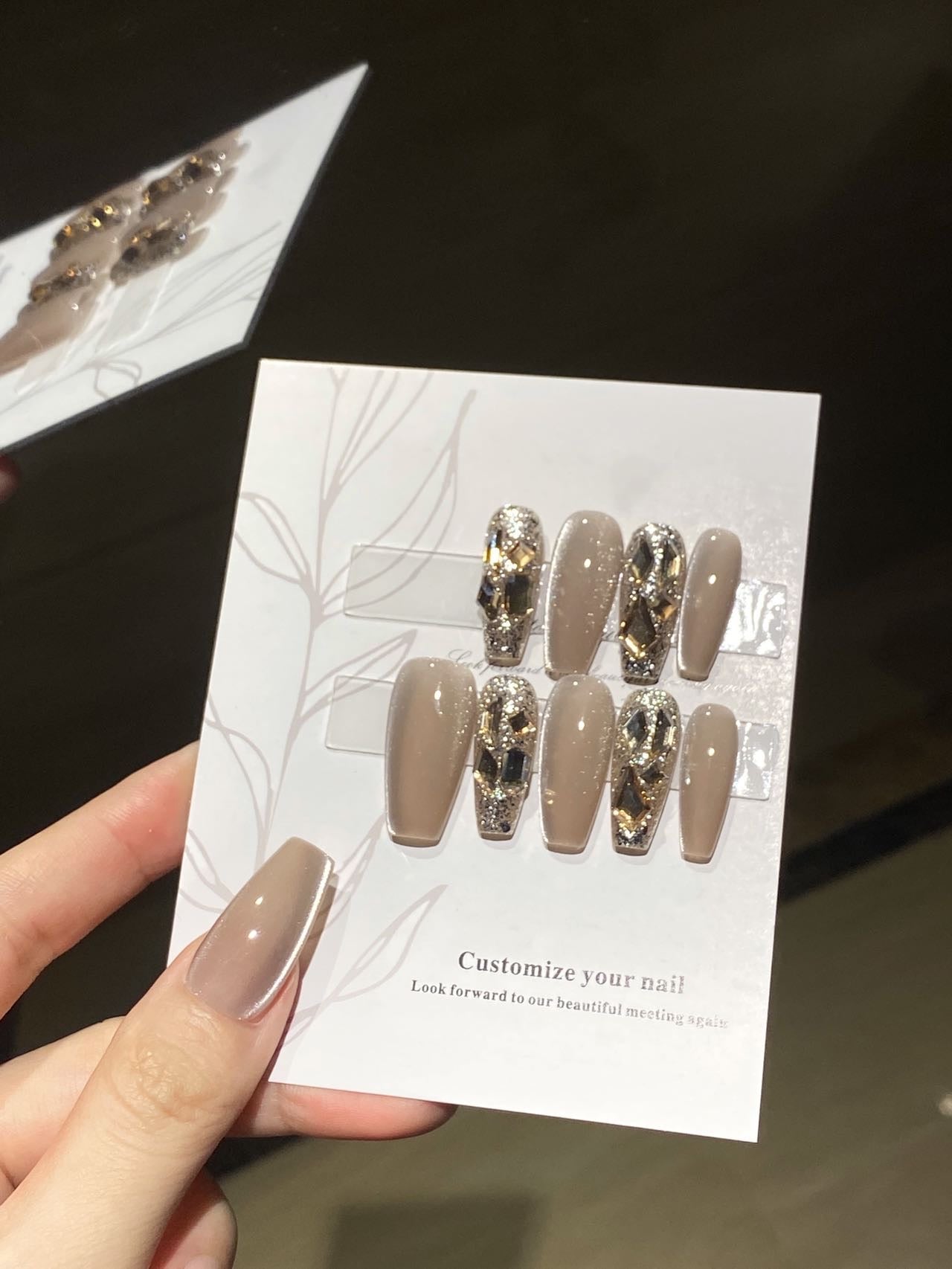 Golden Cat Eye Press On Nail