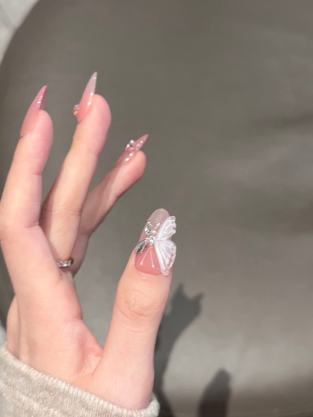 3D Pink Butterfly Summer Luxury Press on Nail