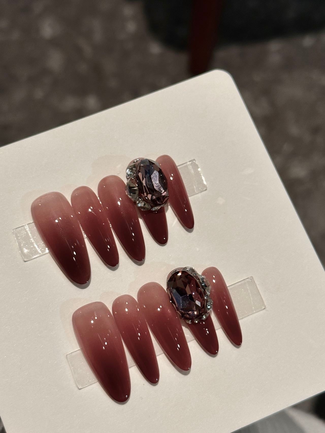 Dark Red Gem Press on Nail