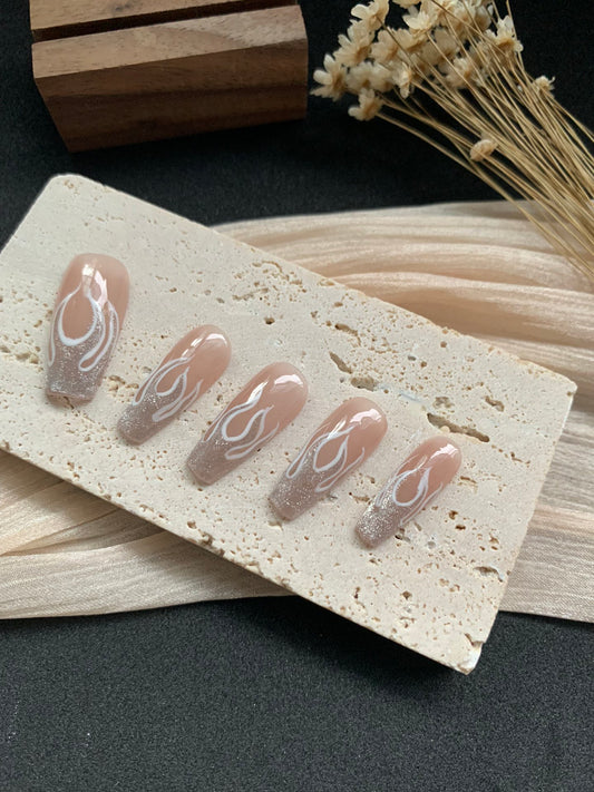 Glitter Nude Flame Press On Nail