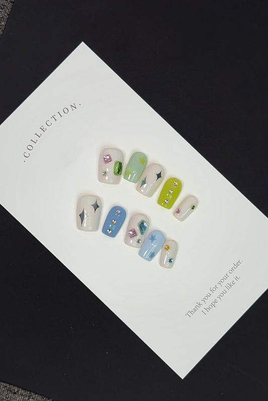 Summer Diamond Press On Nail